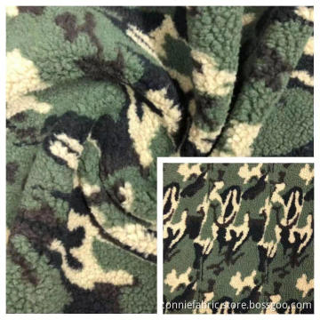 100% polyester shuvelvteen fleece med kamouflage tryckt